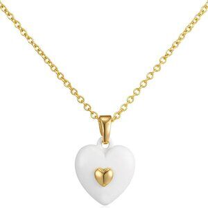 14K Gold Plated Heart Pendant Necklace for Women Trendy Cute Dainty Love Choker